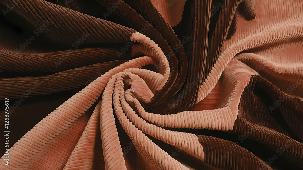 Poster An Abstract Fabric Background Showcases Elegant Folds and Creases That Create a Dynamic Three-Dimensional Effect - Digital Art