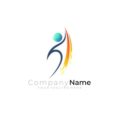 People active logo with swoosh design template