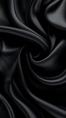 Fototapeta premium Swirling black fabric textures create a smooth and elegant background in an artistic display