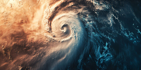 Fototapeta premium Cyclone Forming Over the Ocean with Strong Winds and Turbulent Clouds