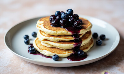 Lemon Ricotta Pancakes with Blueberry Compote