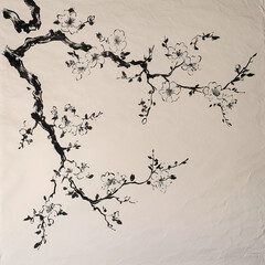 Flowering Trees, Blooming Trees Vintage Paper Art