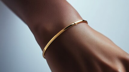 Elegant gold bracelet adorned on a woman's wrist in soft lighting