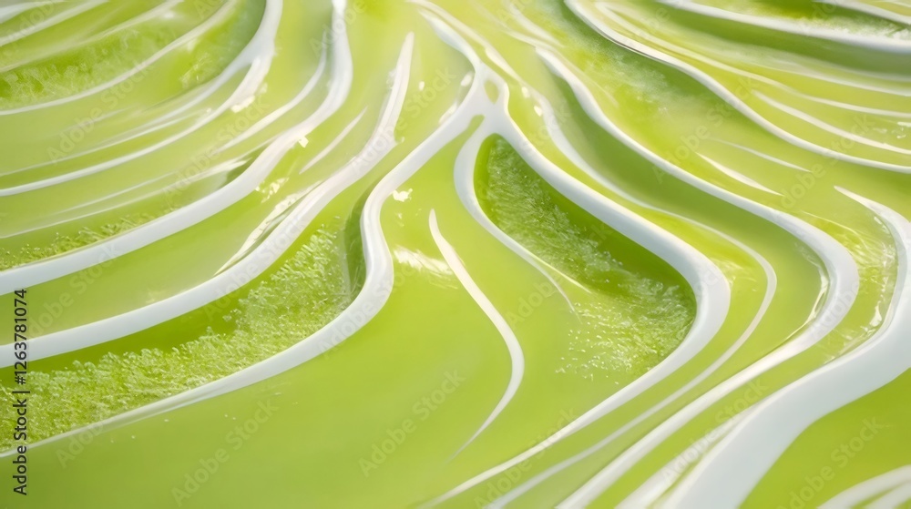 Poster abstract green and white textured surface with wave-like patterns.