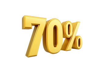 Create 70% Off Discount Graphics with Transparent Background, Gold Number Design