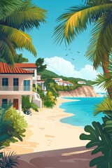 Fototapeta premium Tropical Paradise Beach House
