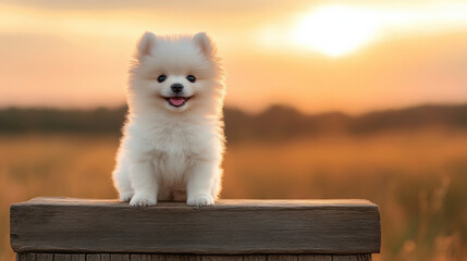 Cutie Pie, A fluffy Pomeranian puppy with a playful expression, ideal for pet lovers and animal-themed projects.