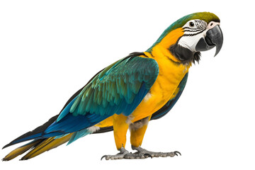 Fototapeta premium Vibrant Macaw Parrot Displays Colorful Feathers with Transparent Background