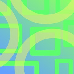 A modern abstract geometric background with overlapping squares and circles in shades of green and blue. Ideal for digital design, wallpapers, presentations, and graphic projects.