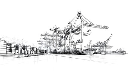 Obraz premium Container Ships Dock Efficiently at Port