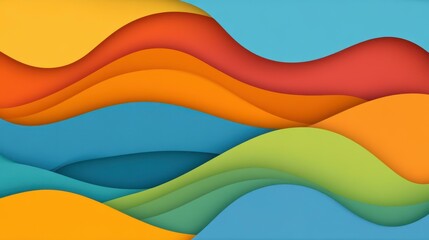 Fototapeta premium Explore a vibrant 3D abstract background with dynamic paper cut shapes, perfect for adding depth and texture to any design.