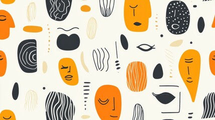 Explore unique minimalist face portraits featuring vibrant yellow shapes for a modern and ethnically inspired wall art design.
