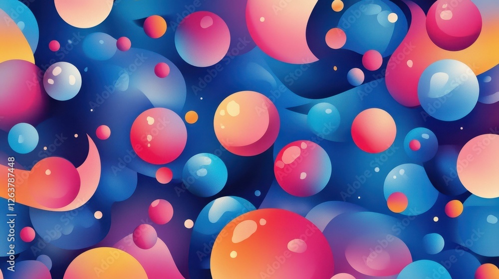 Poster experience a vibrant fusion of flat, circular shapes and smooth textures in this colorful minimalist