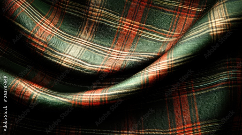 Poster soft textured tartan fabric with green and red color pattern