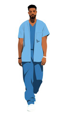 PNG Nurse adult blue man.
