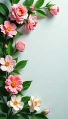 Artificial flowers wall with pastel colors and greenery, home decor, floral wall, spring decor