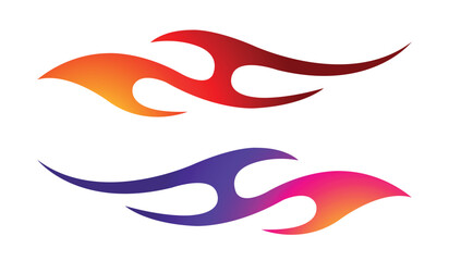Fire flames racing car decal vector art graphic. Burning tire and flame sports car body side vinyl decal. Side speed decoration for cars, auto, truck, boat, suv, motorcycle.
