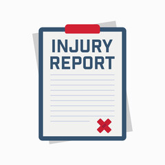 Injury report form with red x mark