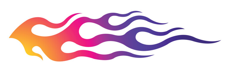 Fire flames racing car decal vector art graphic. Burning tire and flame sports car body side vinyl decal. Side speed decoration for cars, auto, truck, boat, suv, motorcycle.