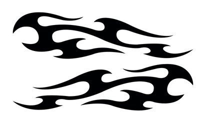 Abstract black silhouette fire flames tattoo vector art graphic. Tribal lame car vinyl decal and airbrush stencil.