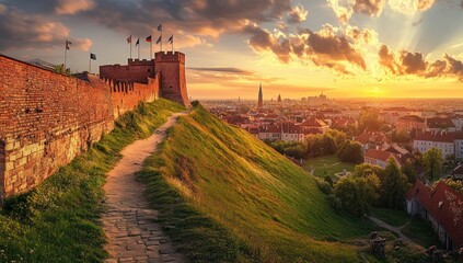 Gediminas' Tower and Vilnius Sunset Panorama