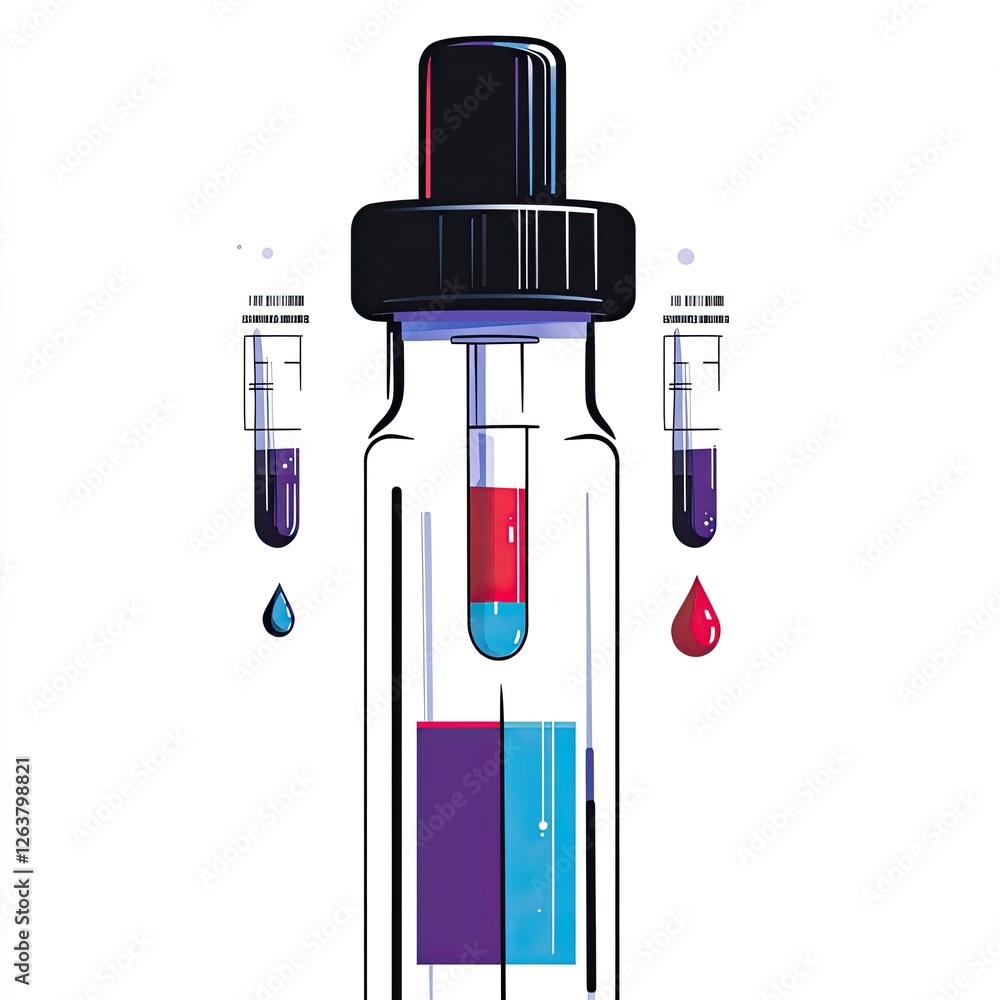 Poster lab dropper bottle with test tubes and mixing solutions