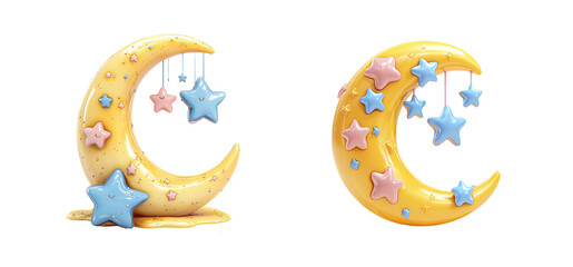 Cute Moon and Stars with Sweet Colors for Design Use