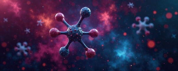 A molecule bonded with a background vector of atomic structures, atomic bonds, vector science