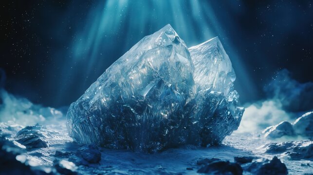 Massive Ancient Crystal Illuminated by Moonlight
