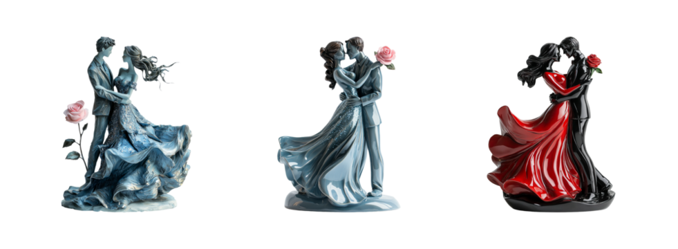 Romantic Couple Figurines in Elegant Poses