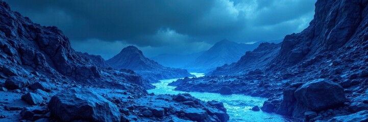 Fototapeta premium Blue abstract lava rock formations , natural, abstract, blue