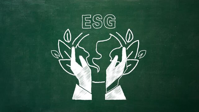 esg concept, Social and environmental governance.  Write Taxt chalkboards and whiteboards.