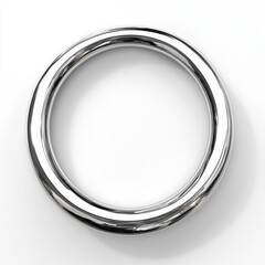 Circular chrome ring on white background reflecting light minimalistic design