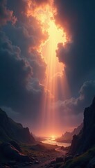 Fototapeta premium Intense light rays create a dramatic, ethereal backdrop , backdrop, burst, powerful