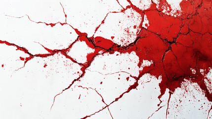 Blood red cracks pattern isolated on a white background.