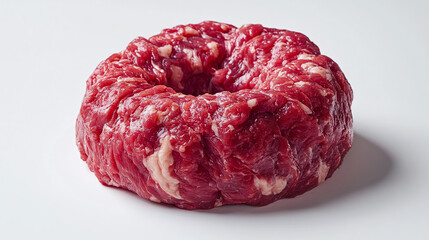 Obraz premium Raw beef meat bundle isolated on a white background.