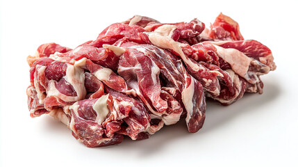Obraz premium Raw beef meat bundle isolated on a white background.