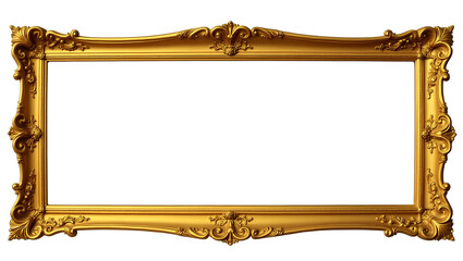 Elegant Vintage Golden Picture Frame with Decorative Carvings