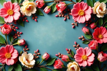 Artificial flower wall in vintage style, vintage flowers, decorative accent, old world charm