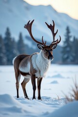 Caribou in Snowy Wilderness, wildlife photography, forest, caribou