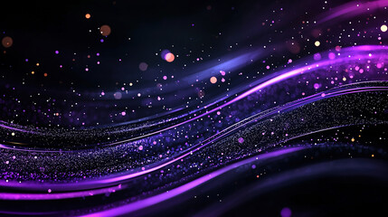 Obraz premium Abstract digital wave background in purple and black tones with glowing waves and pixels, perfect for futuristic digital design or artwork. 