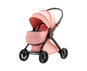 Stylish Baby Stroller on Transparent Background