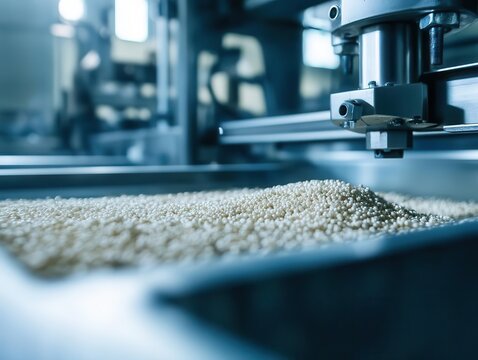Biodegradable Plastic Manufacturing Process, Industrial Scene Highlighting Eco-Friendly Innovation