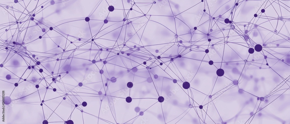 Poster abstract purple network connection dots and lines, plexus technology background concept of science, 