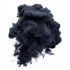 Black Smoke Isolated on White Background Cutout for Commercial Use