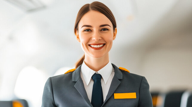 Portrait of a Flight Attendant in Uniform