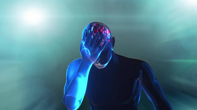 Impulses inside the brain the concept of headache and stroke render 3d 