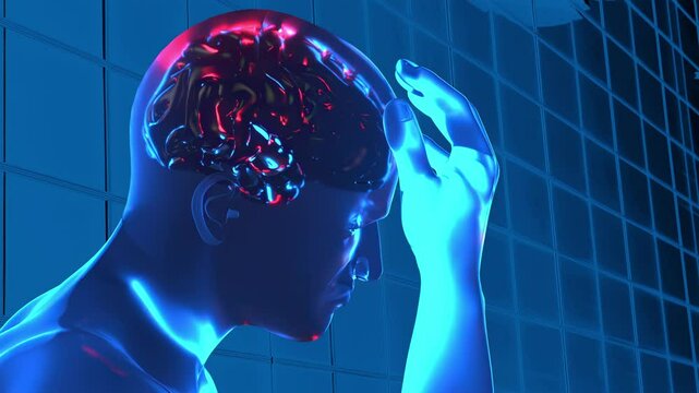 Impulses inside the brain the concept of headache and stroke render 3d 