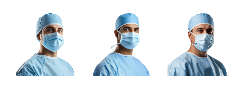 Medical Professional in Surgical Attire and Mask