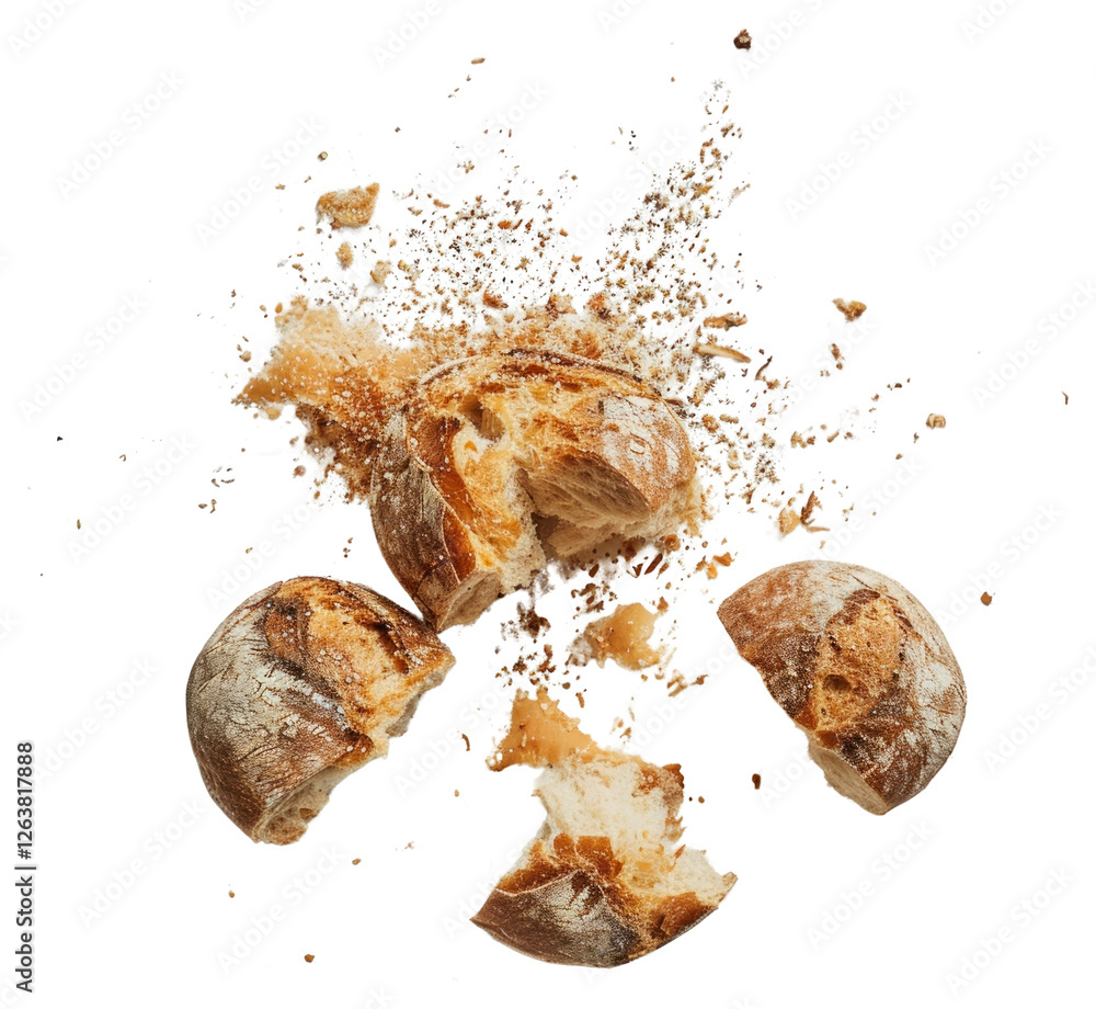 Poster png exploding bread food background white.